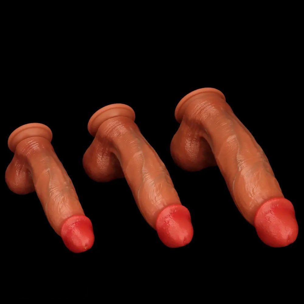 Curved Coffee Silicone Dildo - G-Spot Dildo in Three Sizes