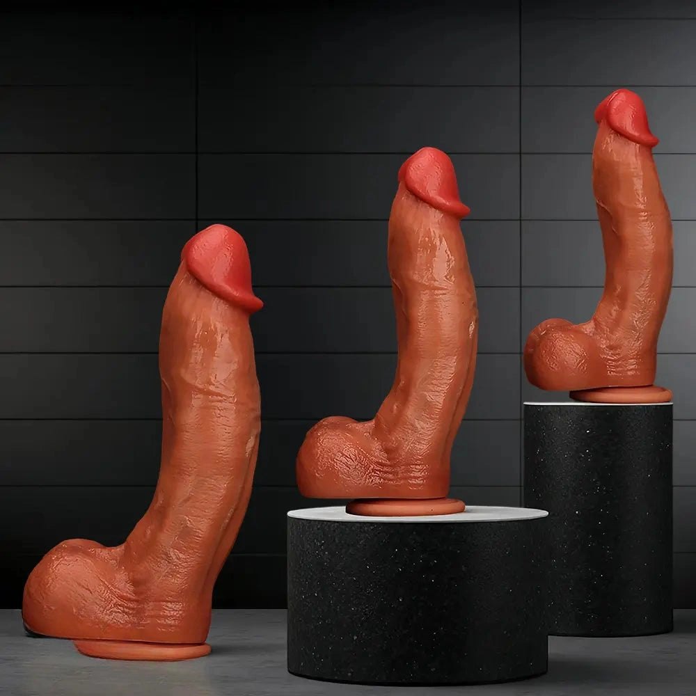 Curved Coffee Silicone Dildo - G-Spot Dildo in Three Sizes