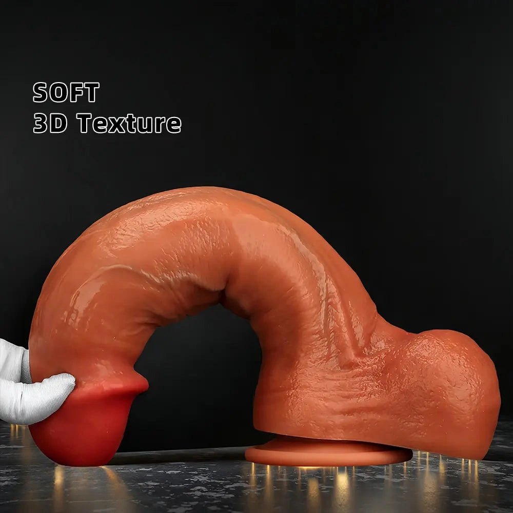 Curved Coffee Silicone Dildo - G-Spot Dildo in Three Sizes