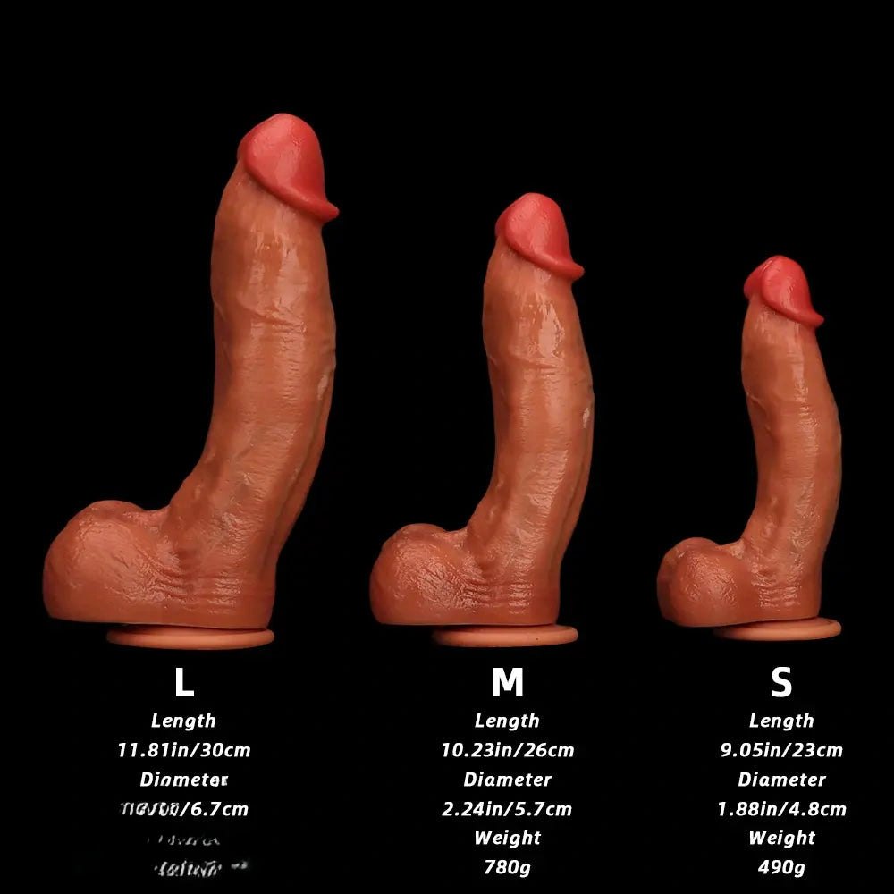 Curved Coffee Silicone Dildo - G-Spot Dildo in Three Sizes