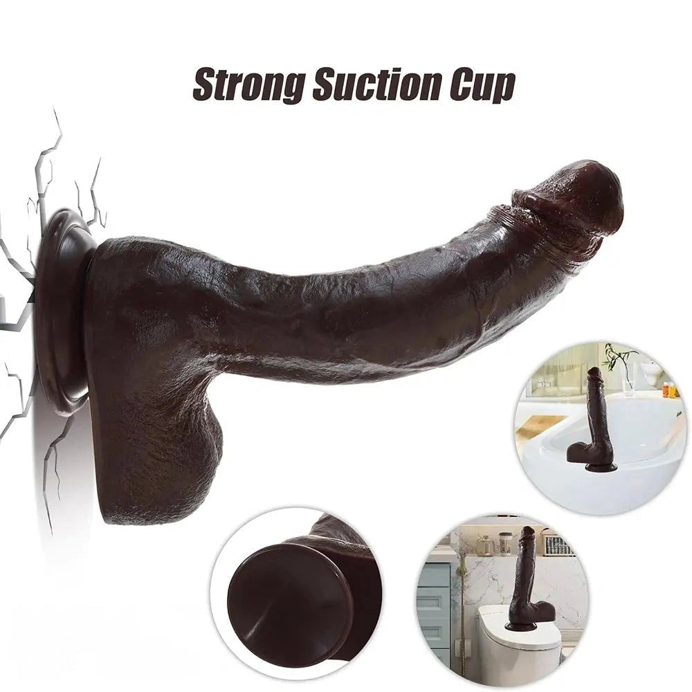 Curved Coffee Tone Veiny Dildo - Realistic Dildo