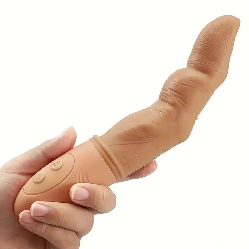 Curved Finger Vibrating G-Spot Dildo - Vibrating Thrusting Dildo