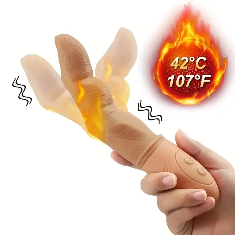 Curved Finger Vibrating G-Spot Dildo - Vibrating Thrusting Dildo