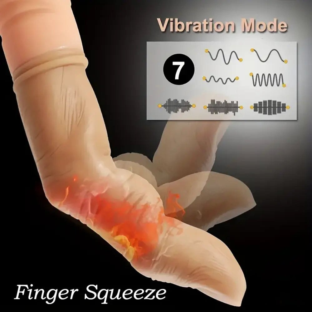Curved Finger Vibrating G-Spot Dildo - Vibrating Thrusting Dildo