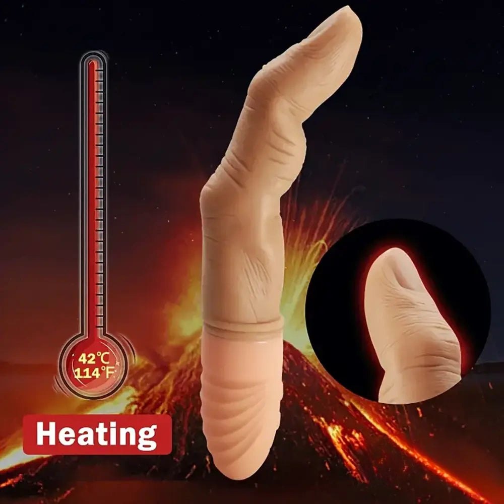Curved Finger Vibrating G-Spot Dildo - Vibrating Thrusting Dildo