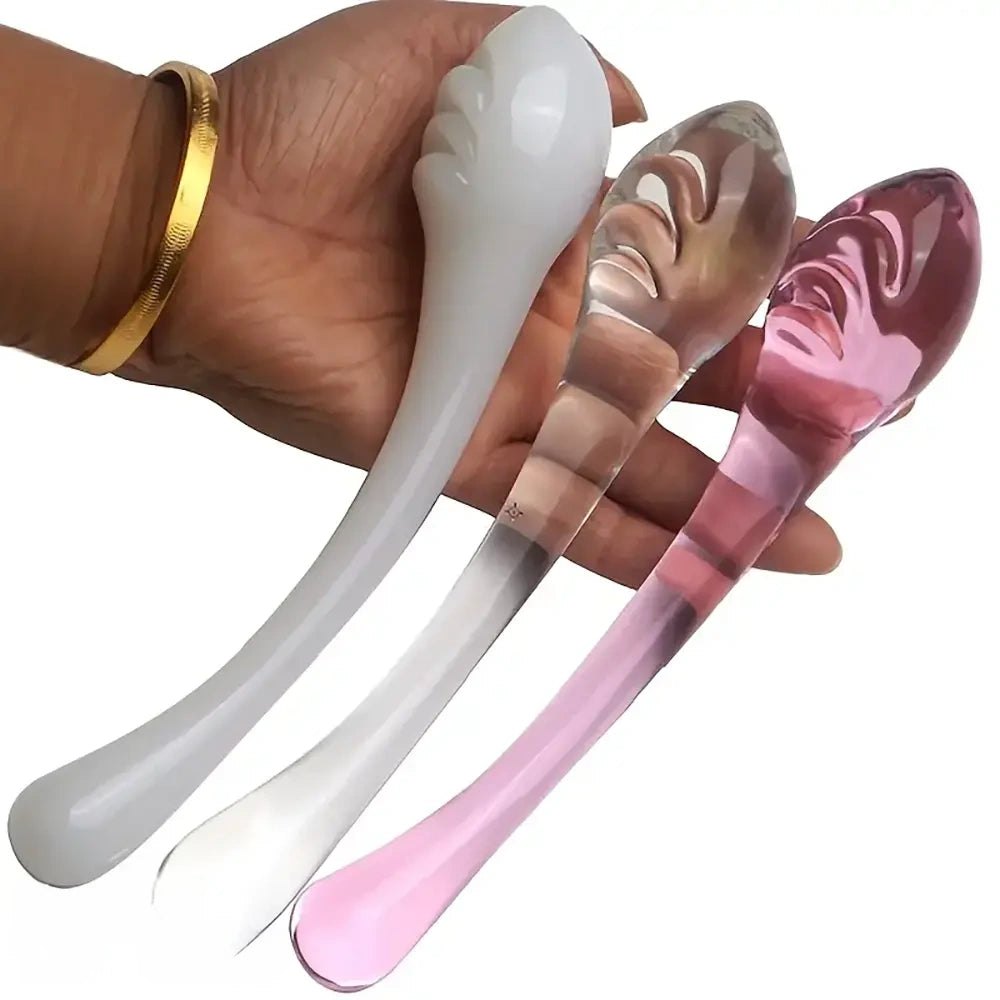Curved Glass Wand Dildo - Smooth Handheld Glass Dildo