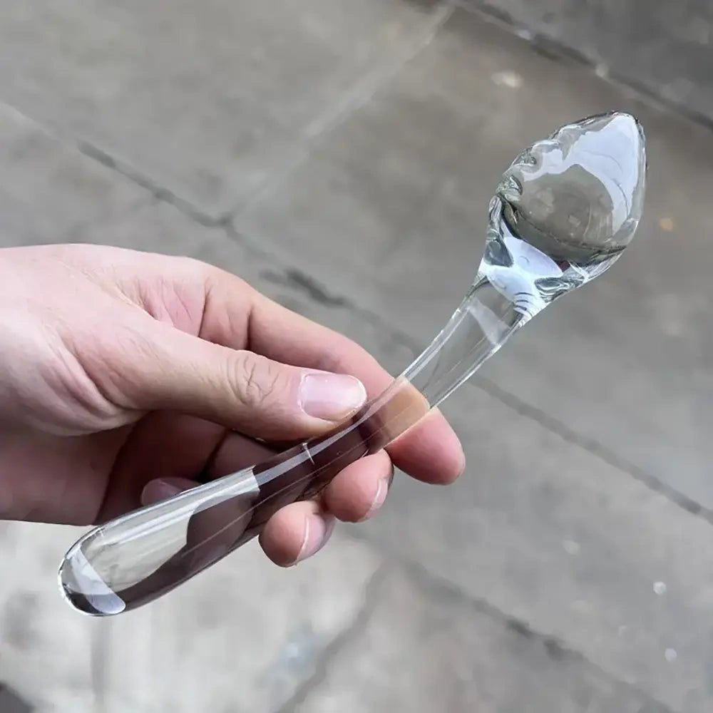 Curved Glass Wand Dildo - Smooth Handheld Glass Dildo
