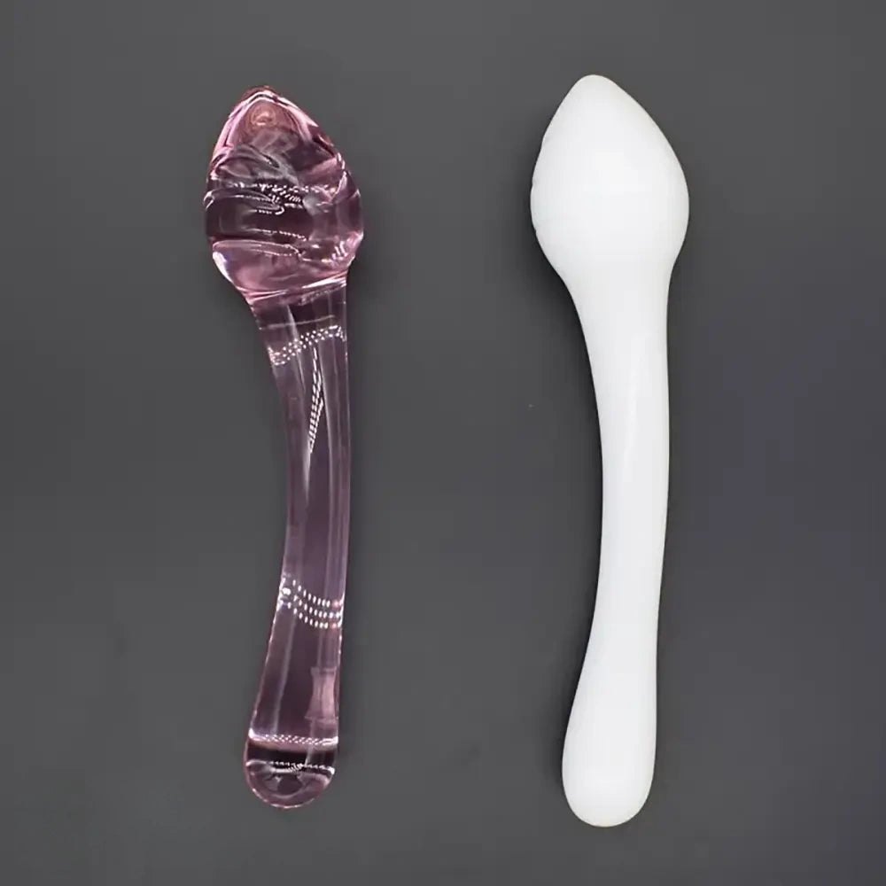 Curved Glass Wand Dildo - Smooth Handheld Glass Dildo