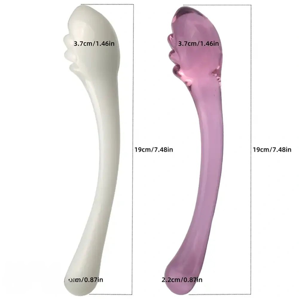 Curved Glass Wand Dildo - Smooth Handheld Glass Dildo