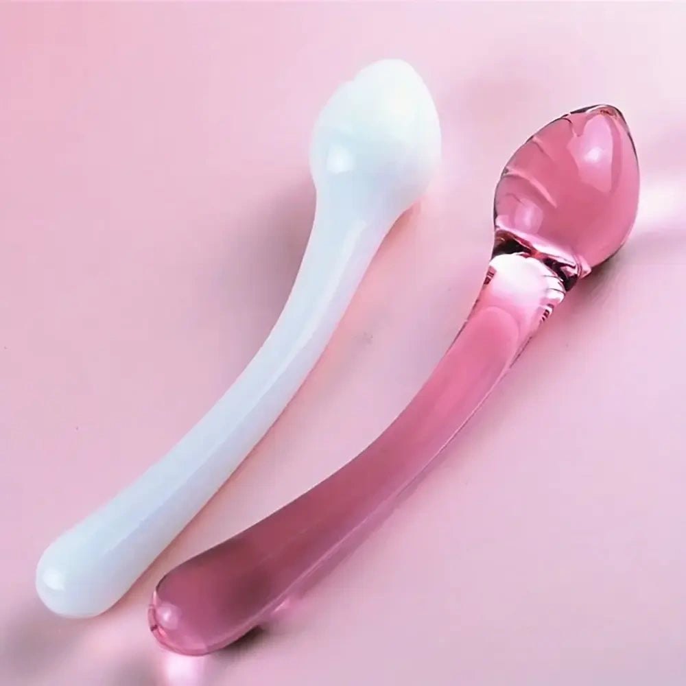 Curved Glass Wand Dildo - Smooth Handheld Glass Dildo
