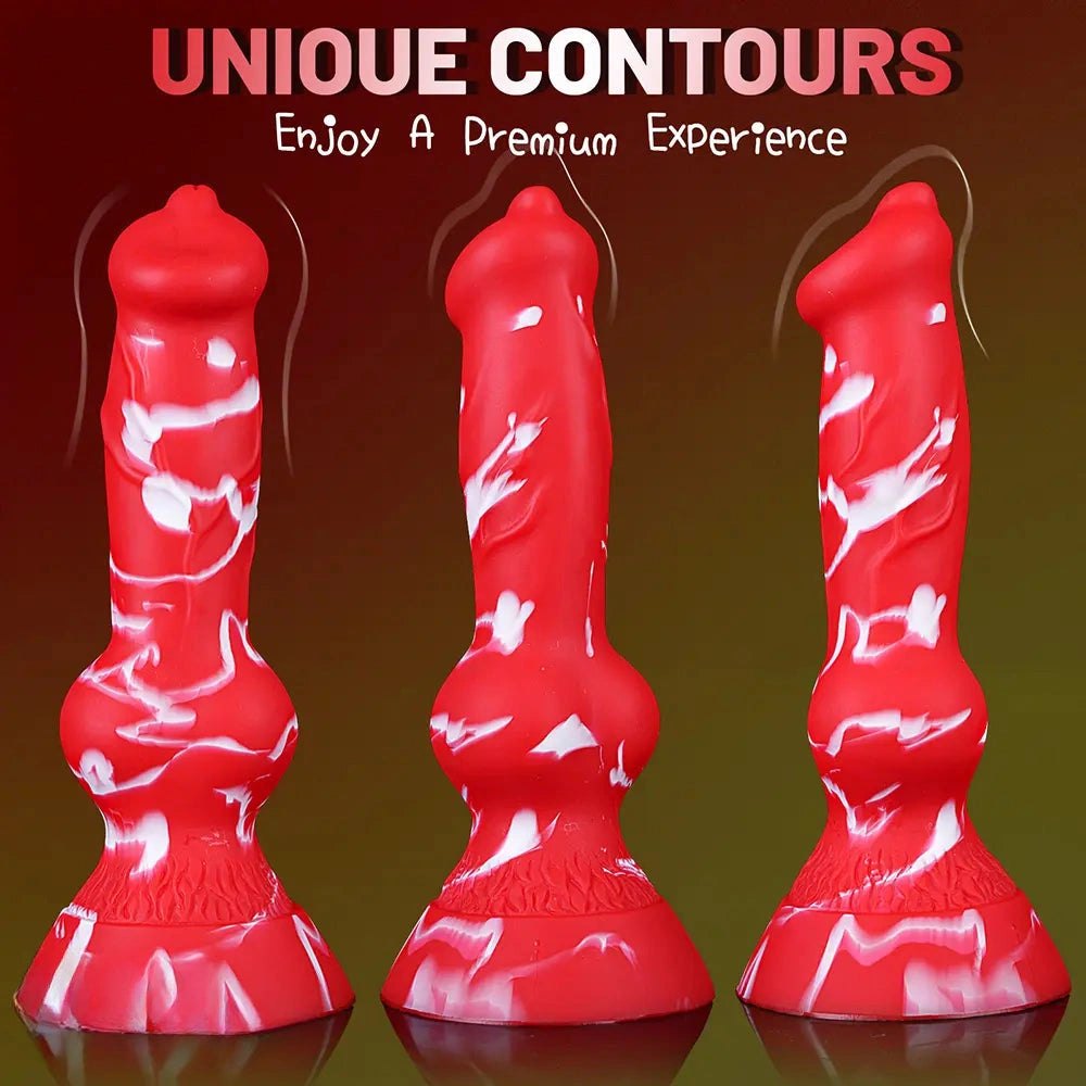 Curved Knot Silicone Dildo - Red Animal Style Dildo