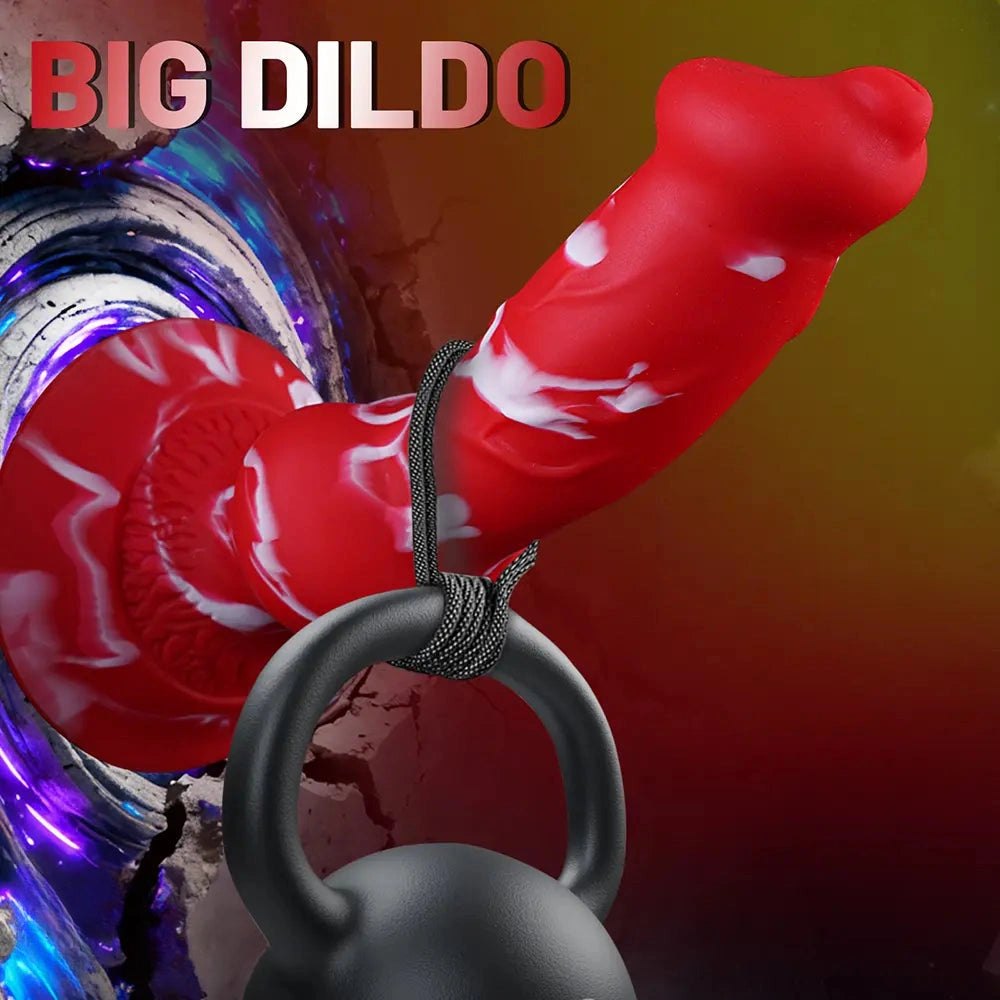 Curved Knot Silicone Dildo - Red Animal Style Dildo