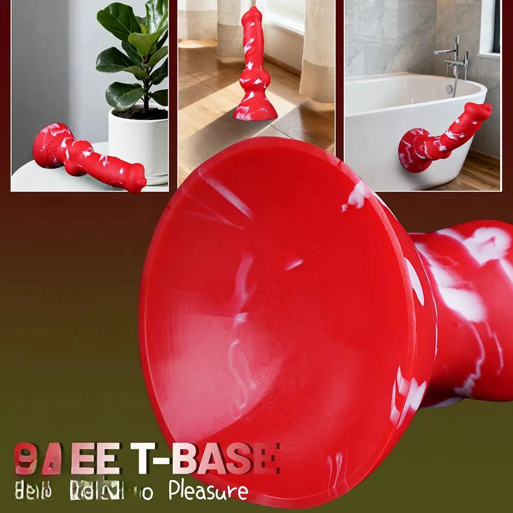 Curved Knot Silicone Dildo - Red Animal Style Dildo