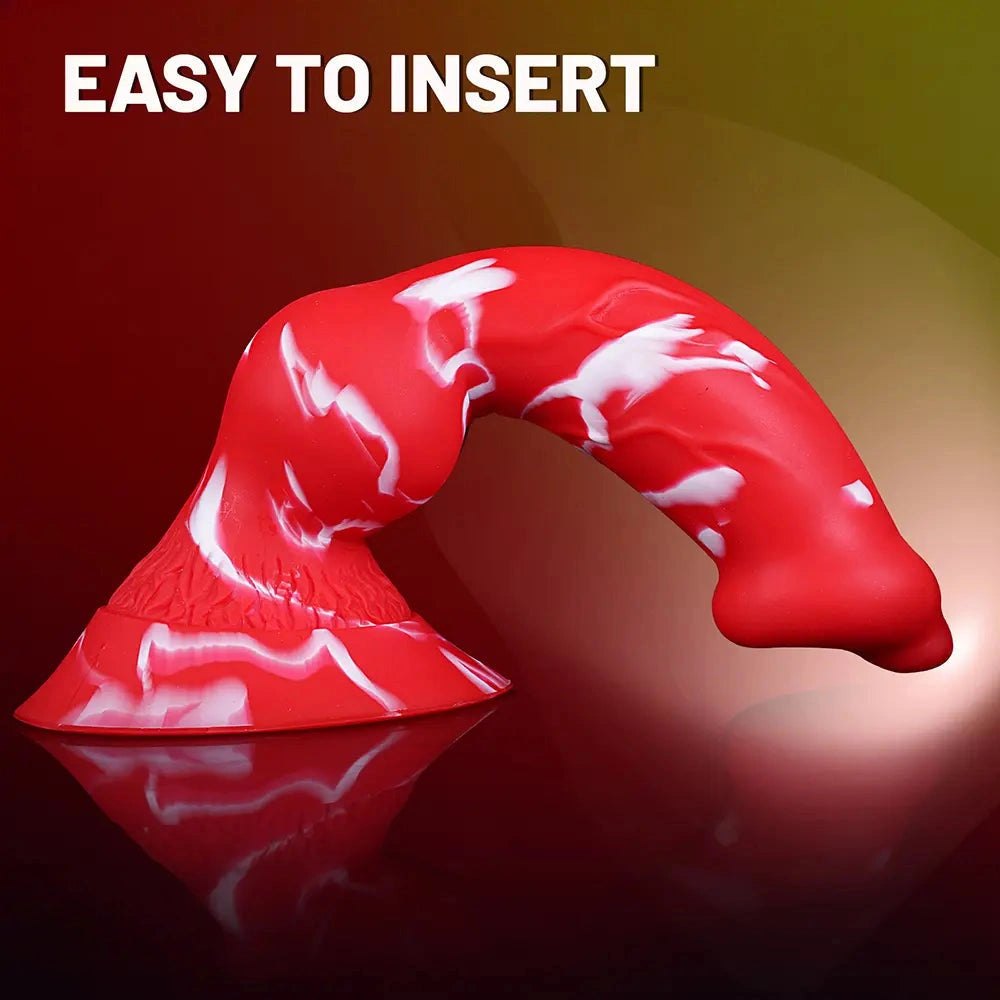 Curved Knot Silicone Dildo - Red Animal Style Dildo