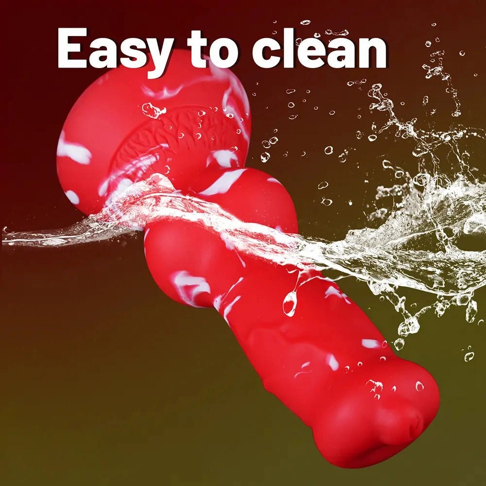 Curved Knot Silicone Dildo - Red Animal Style Dildo