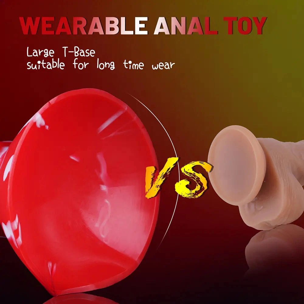 Curved Knot Silicone Dildo - Red Animal Style Dildo