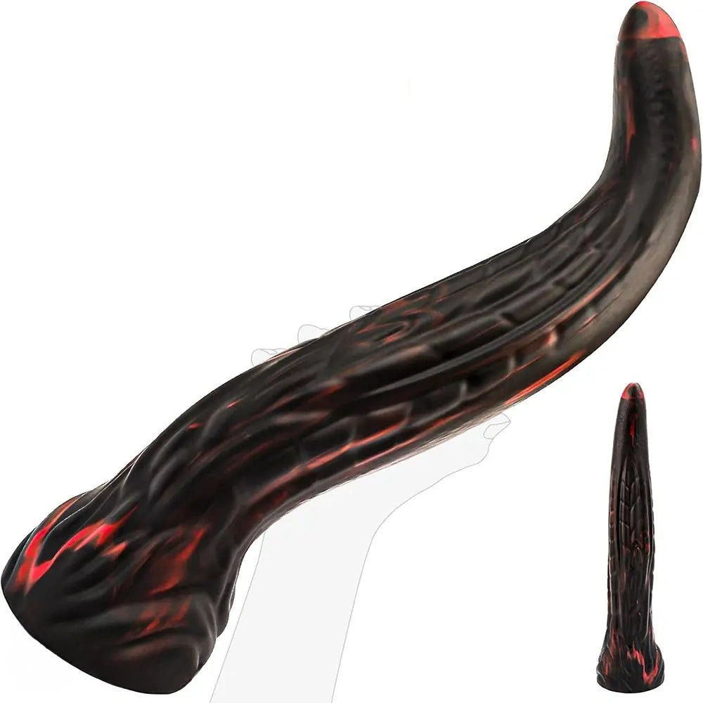 Curved Marbled Fantasy Dildo - Ridged Silicone Dildo