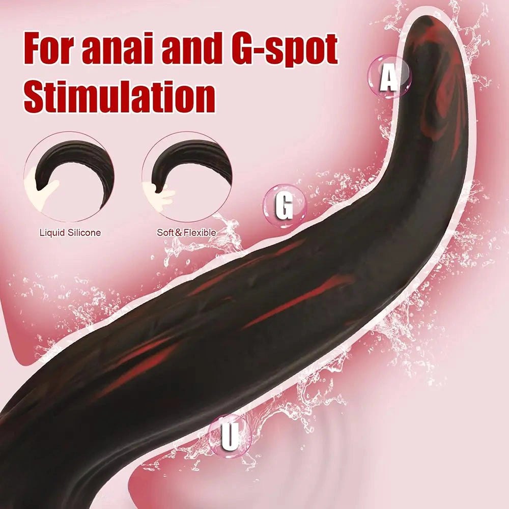 Curved Marbled Fantasy Dildo - Ridged Silicone Dildo