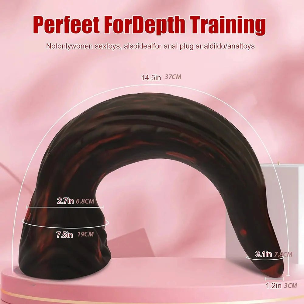 Curved Marbled Fantasy Dildo - Ridged Silicone Dildo