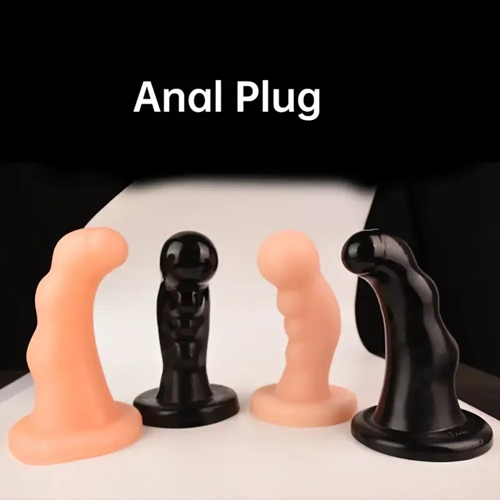 Curved PVC Anal Dildo - Graduated Suction Cup Anal Dildo