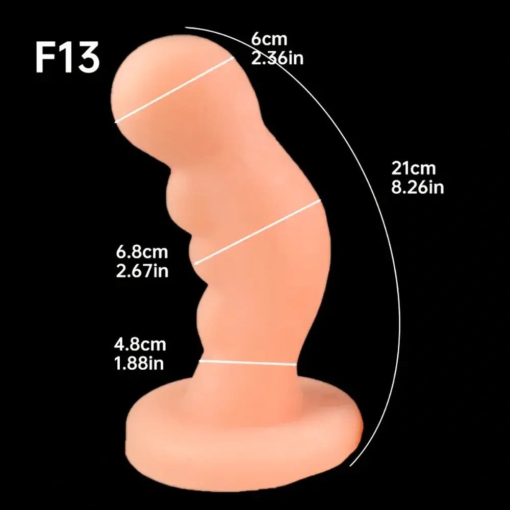 Curved PVC Anal Dildo - Graduated Suction Cup Anal Dildo