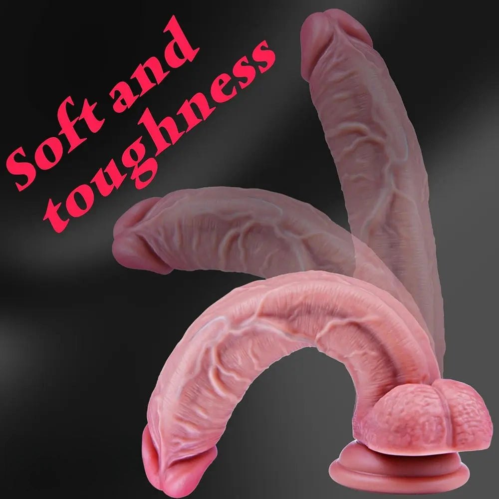 Curved Realistic Dildo With Balls - Big Dildo