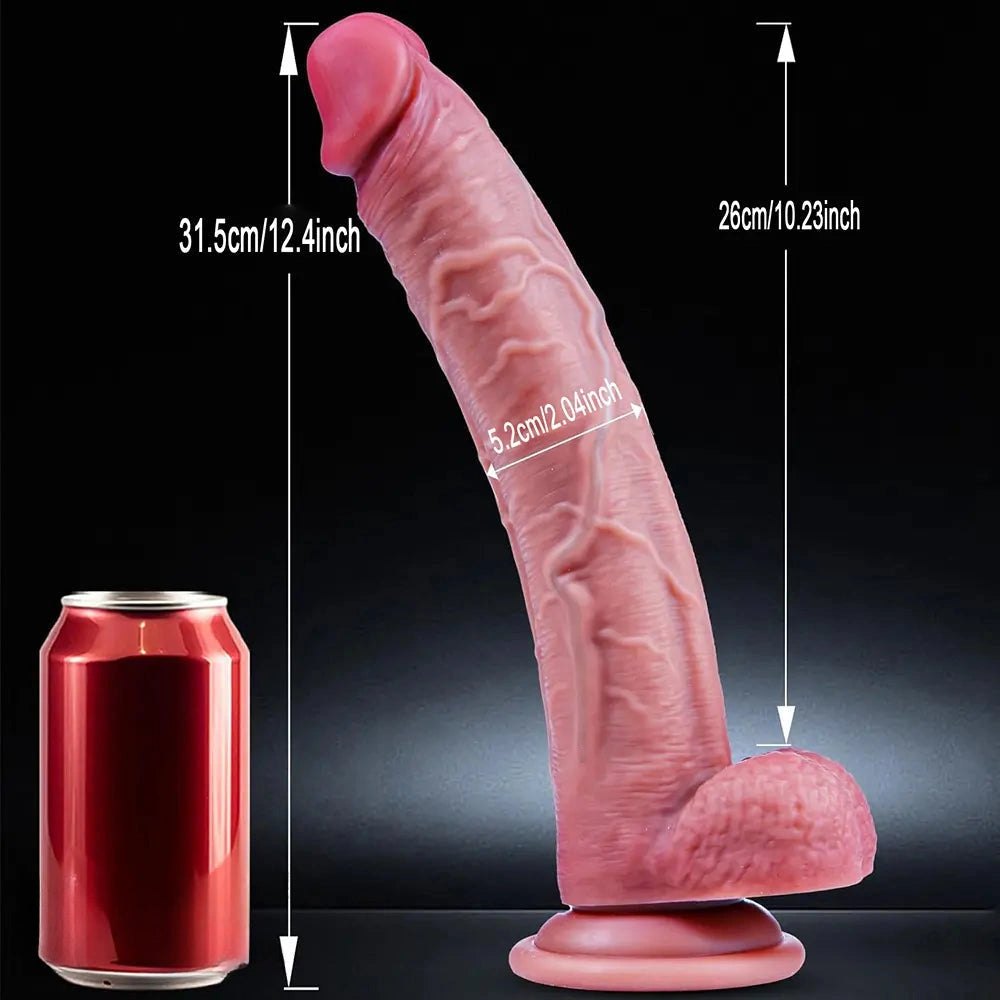Curved Realistic Dildo With Balls - Big Dildo