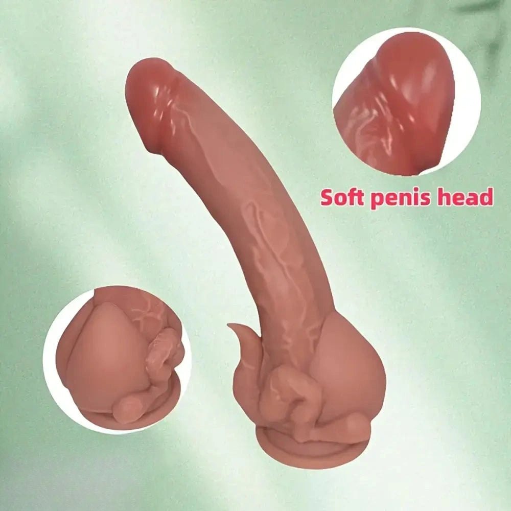 Curved Realistic Dildo with Balls - Realistic Dildo