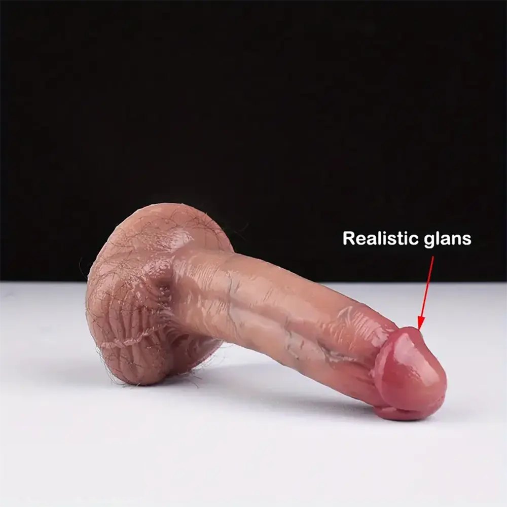 Curved Dildo With Pubic Hair - Realistic Silicone Dildo