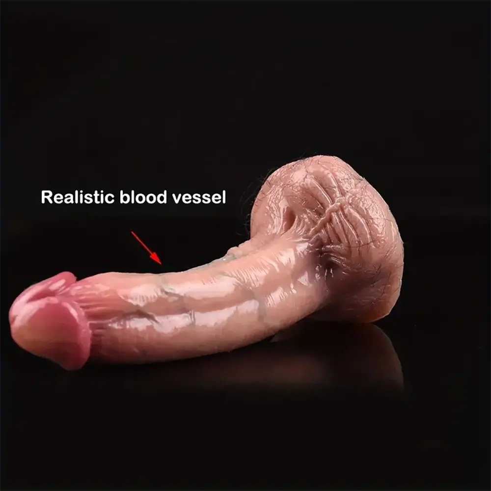 Curved Dildo With Pubic Hair - Realistic Silicone Dildo