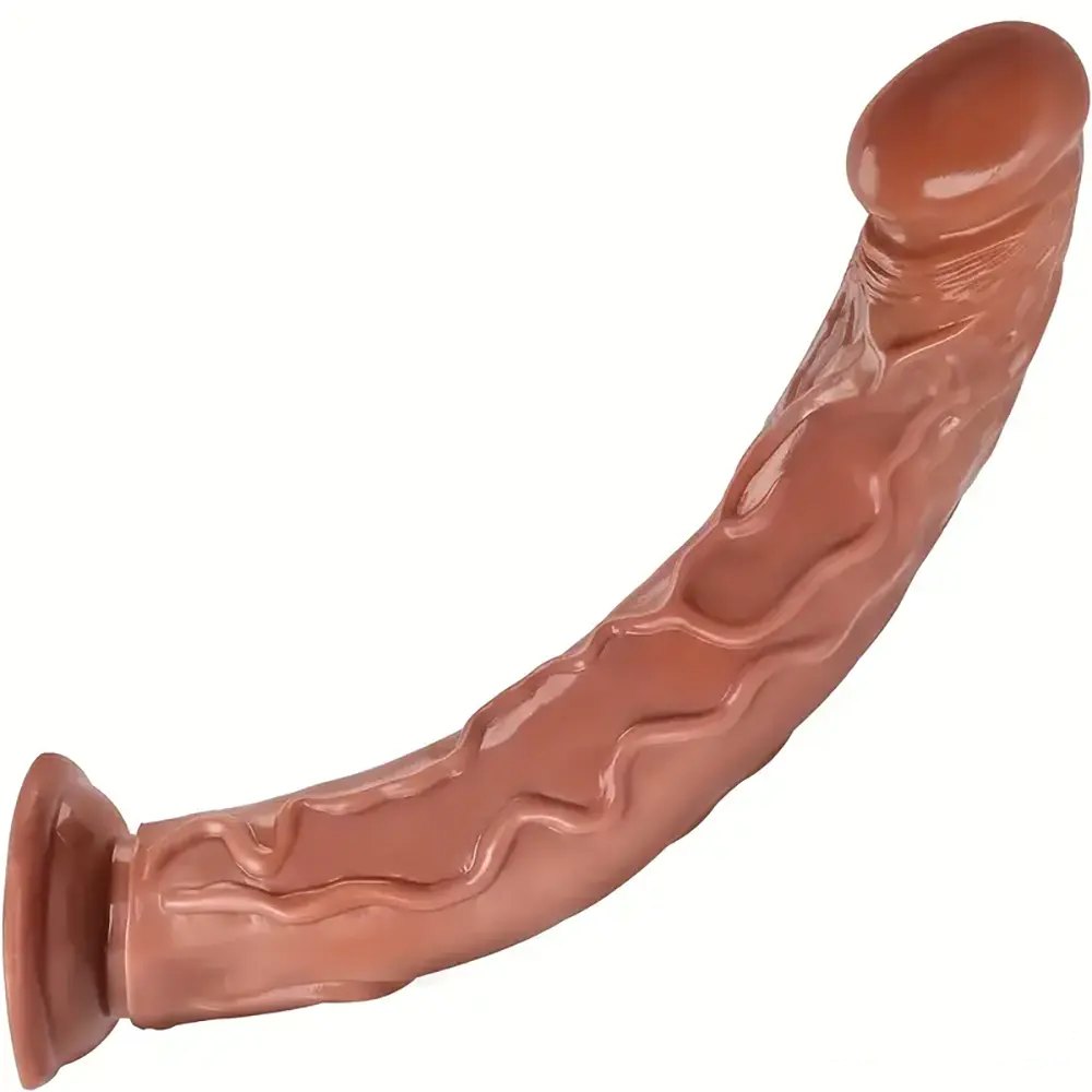 Curved Realistic PVC Dildo 13.6 in - Realistic G-Spot Dildo