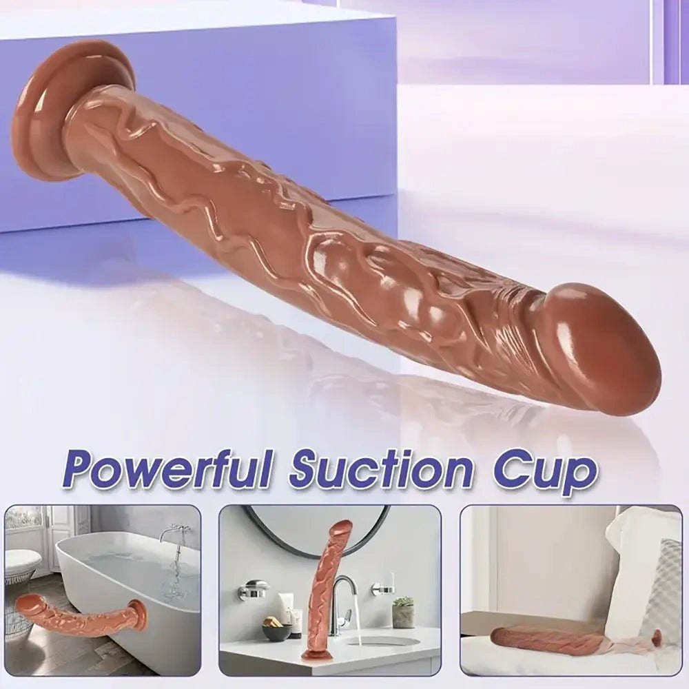 Curved Realistic PVC Dildo 13.6 in - Realistic G-Spot Dildo