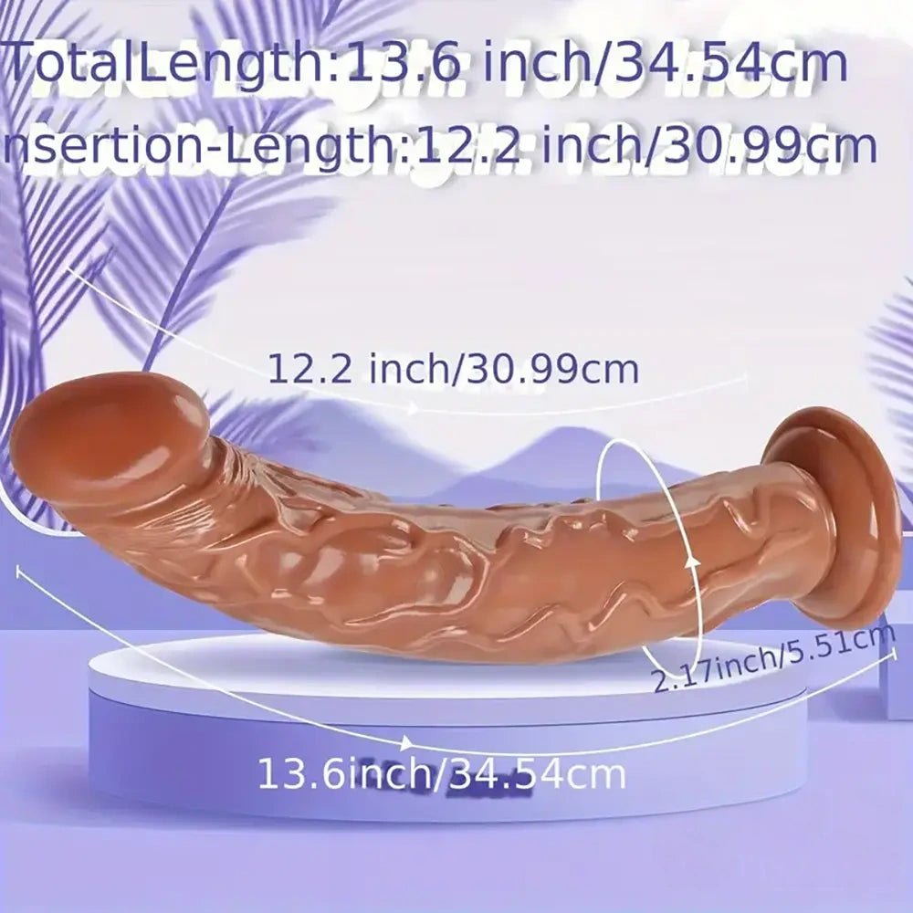 Curved Realistic PVC Dildo 13.6 in - Realistic G-Spot Dildo