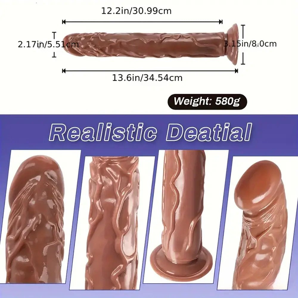 Curved Realistic PVC Dildo 13.6 in - Realistic G-Spot Dildo