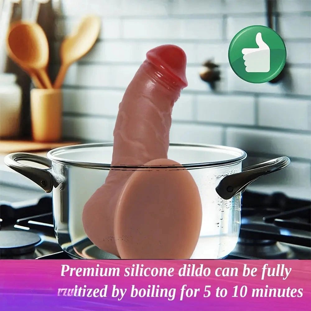 Curved Realistic Dildo 7.9 in - Silicone Realistic Dildo