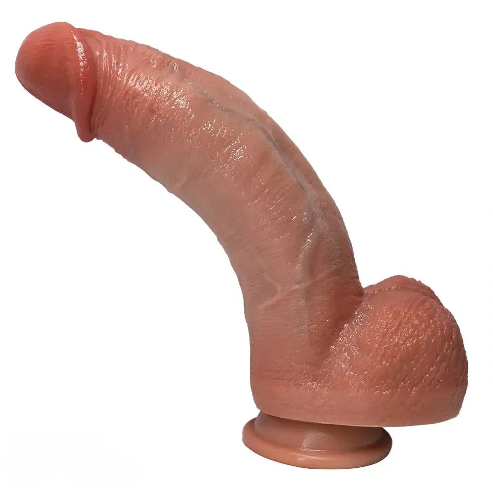 Curved Silicone Strap-On Dildo 9.84 in - Female Masturbator