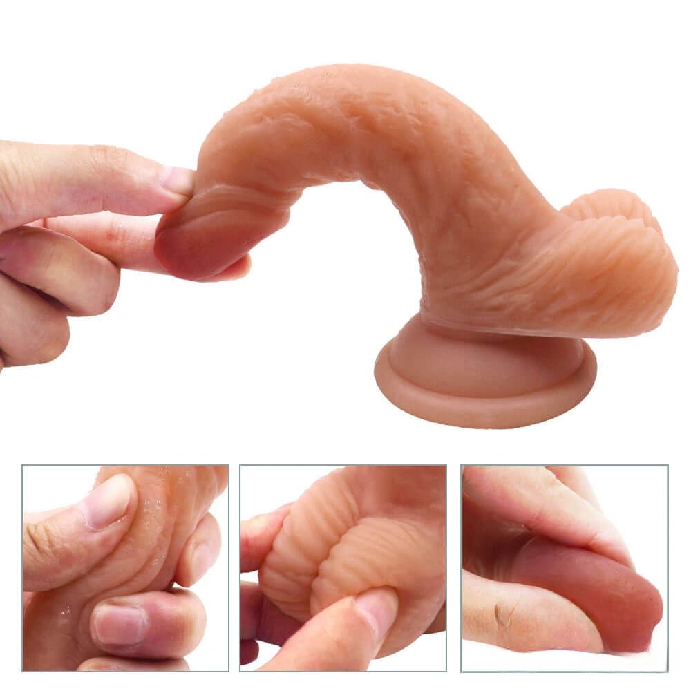 Curved Silicone Suction Dildo 6 in - Suction Cup Dildo