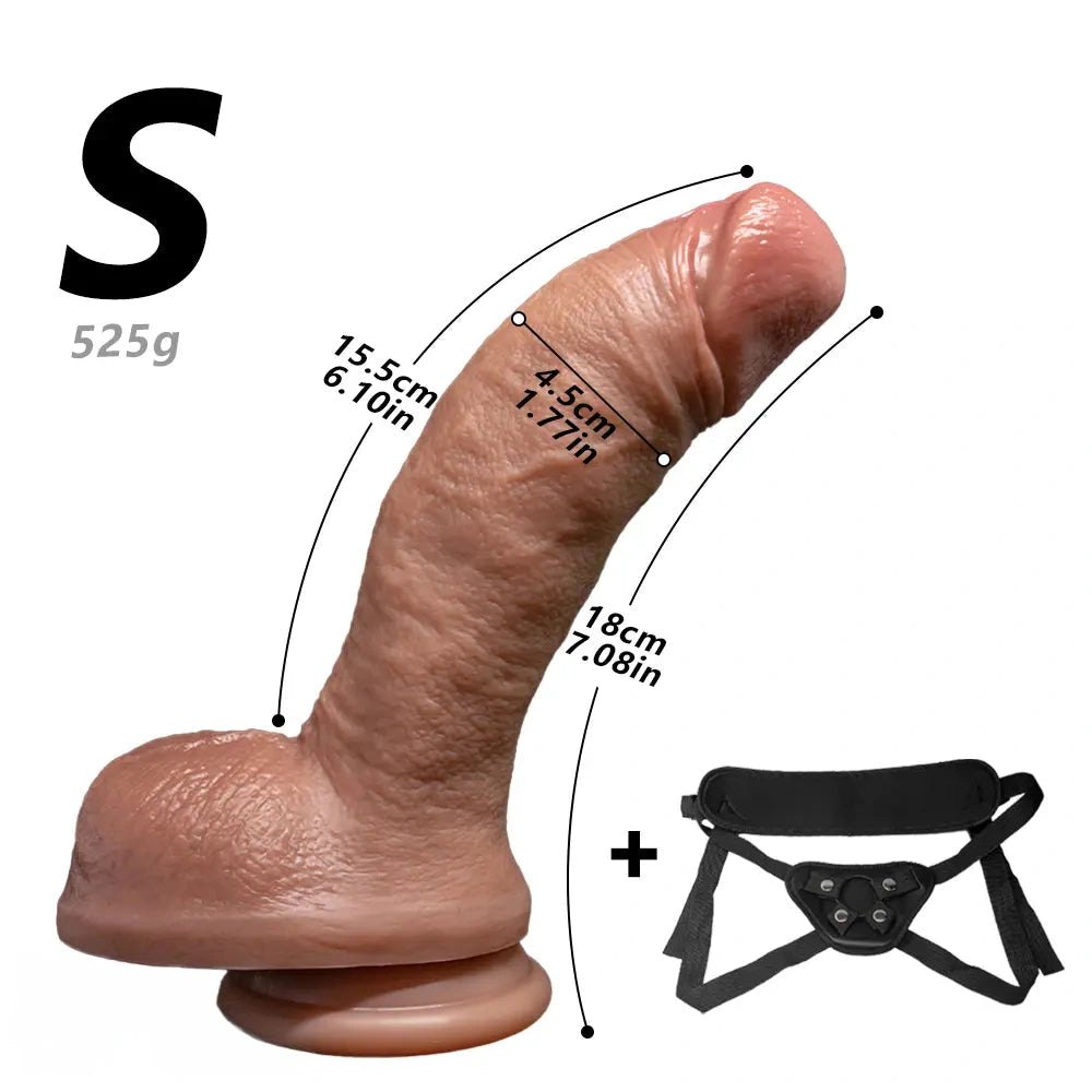 Curved Strap-On Dildo - Realistic Strap On Harness Dildo