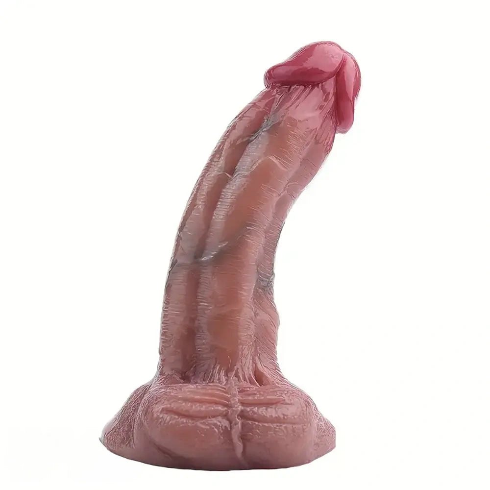 Curved Suction Cup Dildo with Veins - Suction Cup Dildo