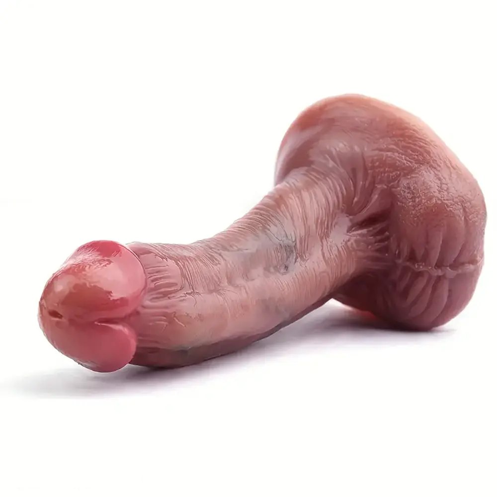 Curved Suction Cup Dildo with Veins - Suction Cup Dildo