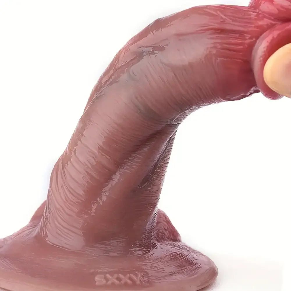 Curved Suction Cup Dildo with Veins - Suction Cup Dildo