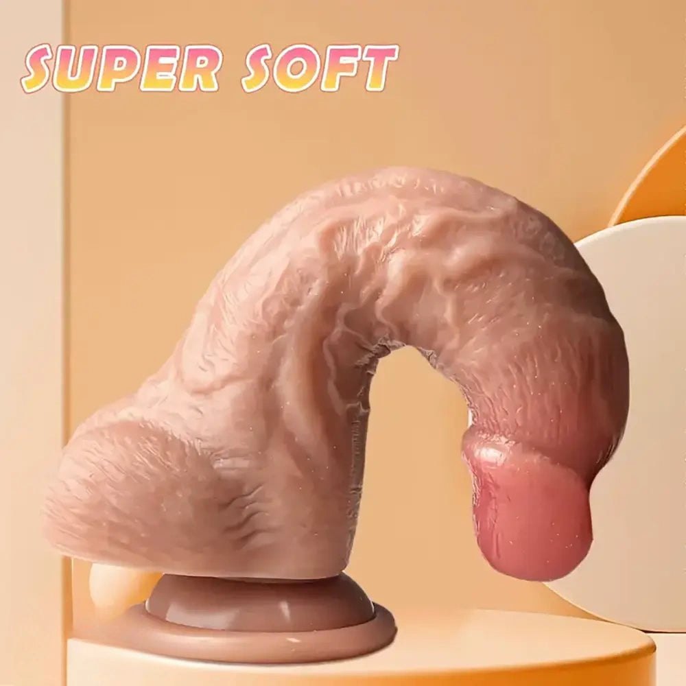 Curved Suction Cup Dildo 6.69 in - Realistic Dildo