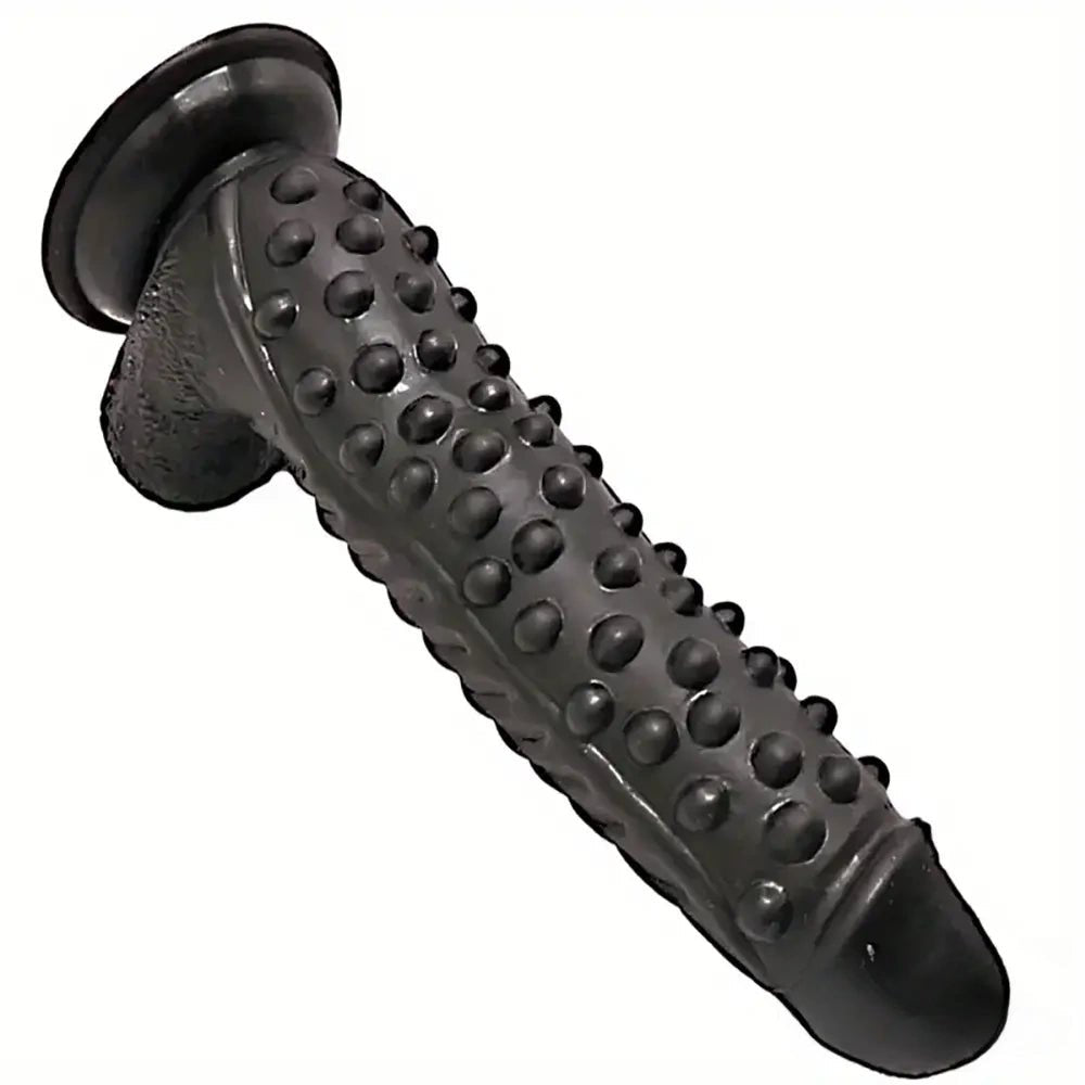 Curved Textured G-Spot Dildo - Black PVC G-Spot Dildo