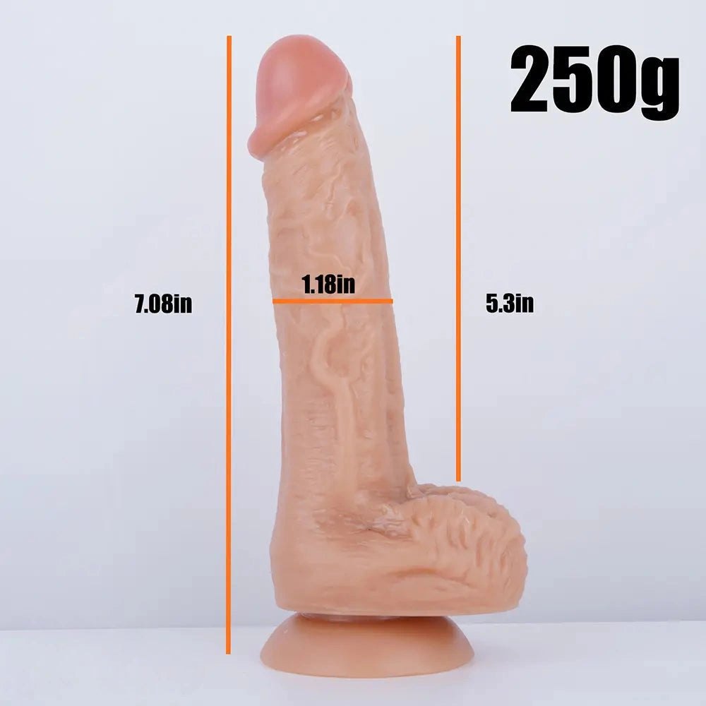 Curved Vein Realistic Dildo 7in - Flesh Tone Realistic Dildo