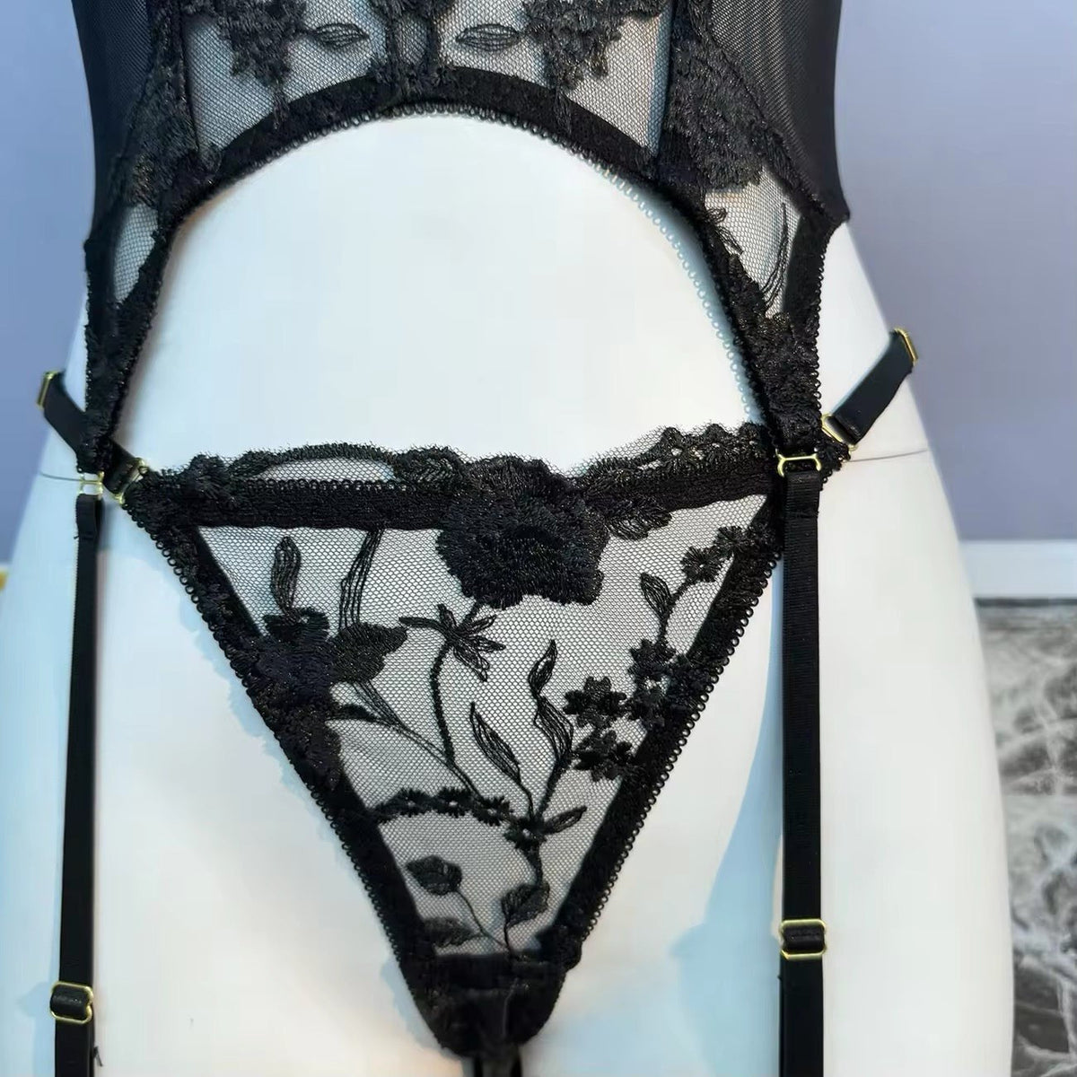 Cutout Lace Garter Bodysuit - Lingerie Bodysuit for Women