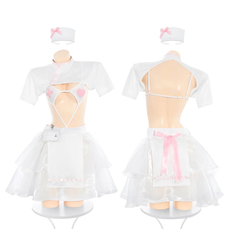 Cutout Mesh Nurse Roleplay Costume - Lingerie Costume for Women