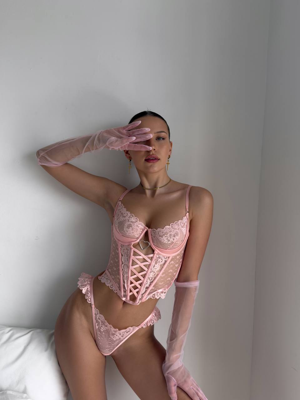 Cutout Lace Corset - Bustier Lingerie Top