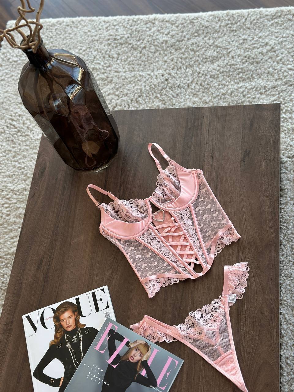 Cutout Lace Corset - Bustier Lingerie Top