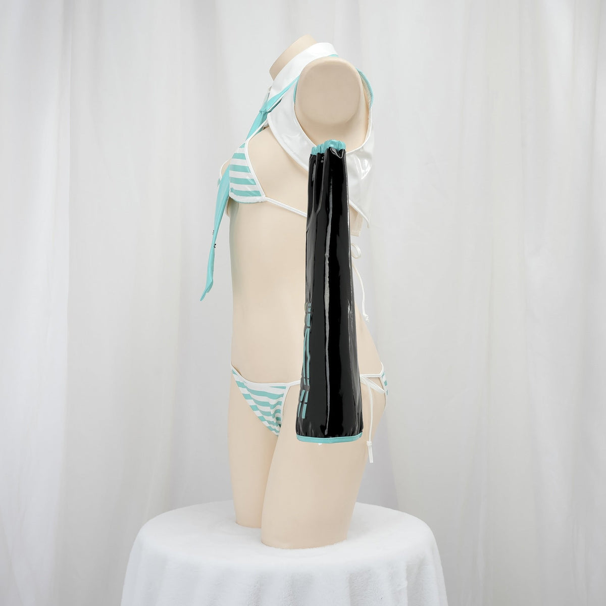 Cyan Striped Anime Bikini Set - Sexy Roleplay Costume