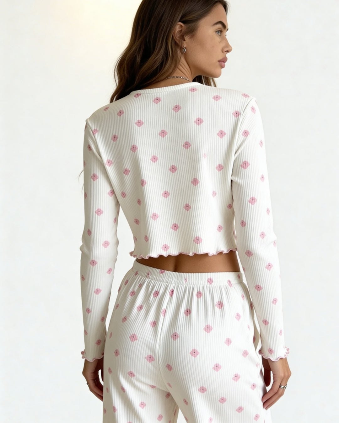 Dahlia Floral Pajama Set - Ribbed Sexy Pajamas for Women